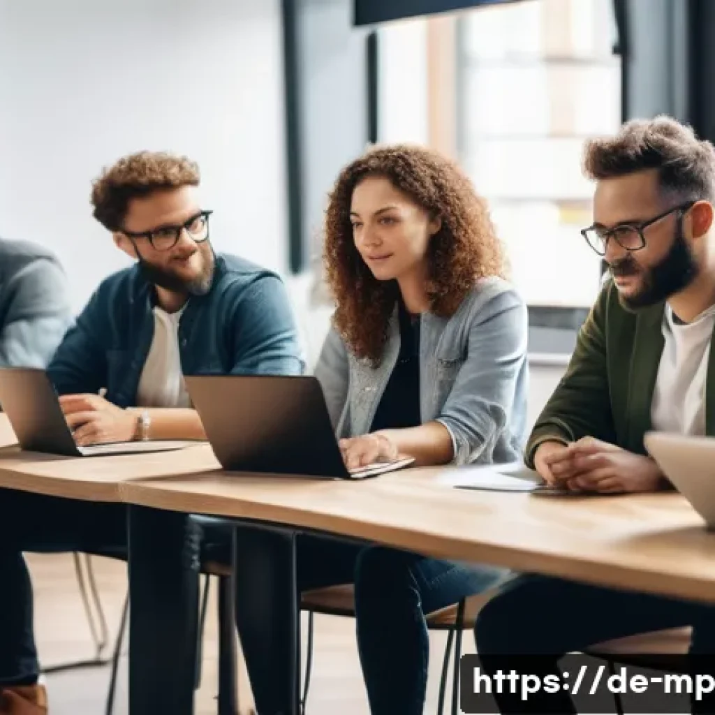 마이크로커뮤니티의 지속적 발전을 위한 피드백 시스템 - A diverse group of adults in a modern coworking space, engaged in an active listening workshop for a...